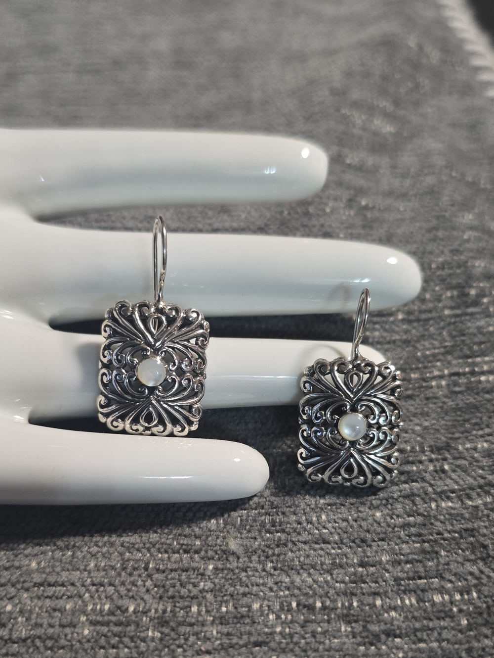 925 Sterling Silver Lever Back Drop Earrings with Moonstone Accent
